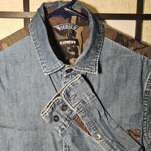 Express Blue Denim Shirt with Camouflage Accents